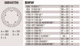 BREMBO 68B407D6 - DISCO FRENO BREMBO BMW 800
